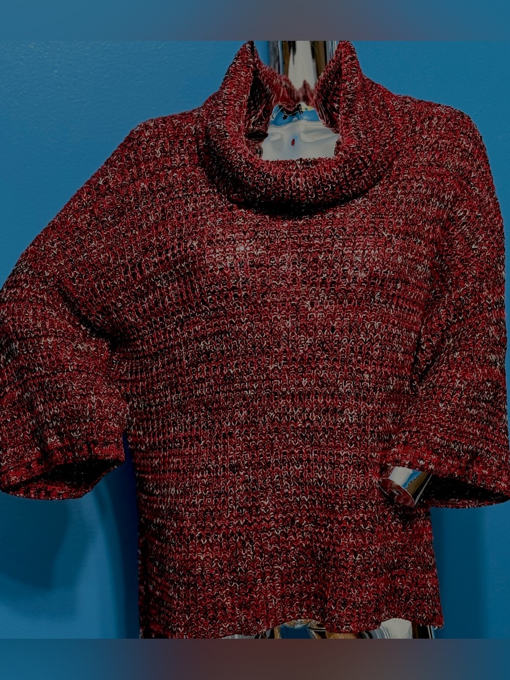 new directions Marled Burgundy Cowl Neck Sweater
